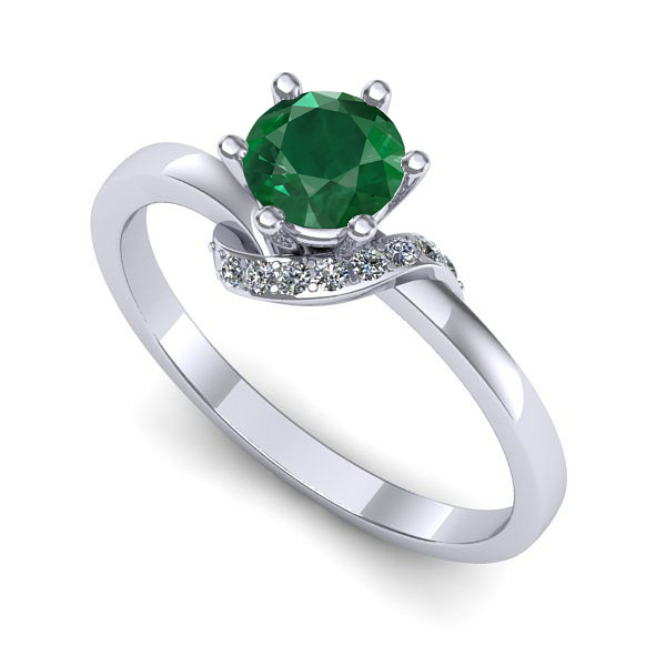 Inel de logodna din aur alb cu smarald