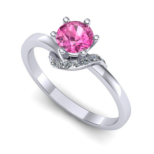 Inel din aur alb cu safir roz