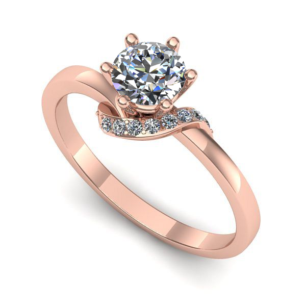 Inel de logodna din aur roz cu diamant