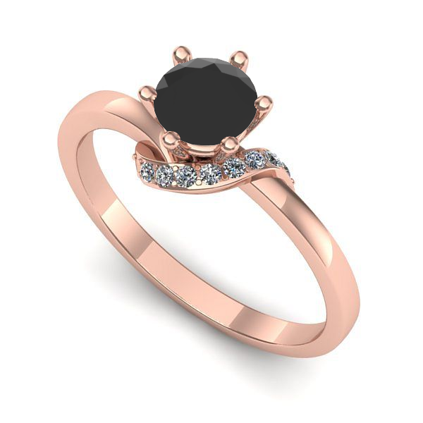 Inel de logodna din aur roz cu diamant negru
