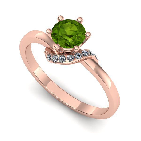 Inel din aur roz cu peridot