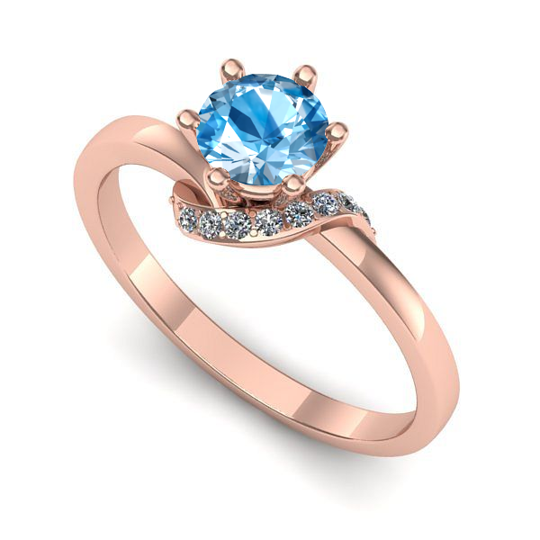 Inel din aur roz cu topaz blue