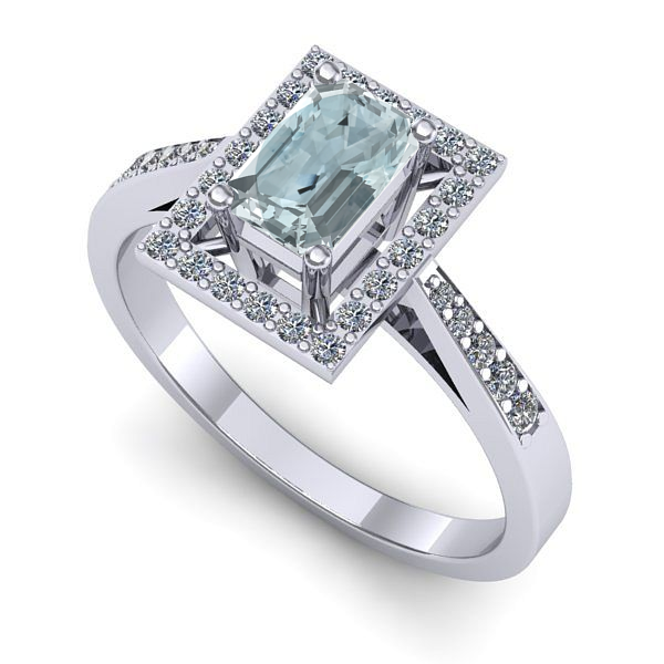 Inel de logodna din aur alb cu aquamarin