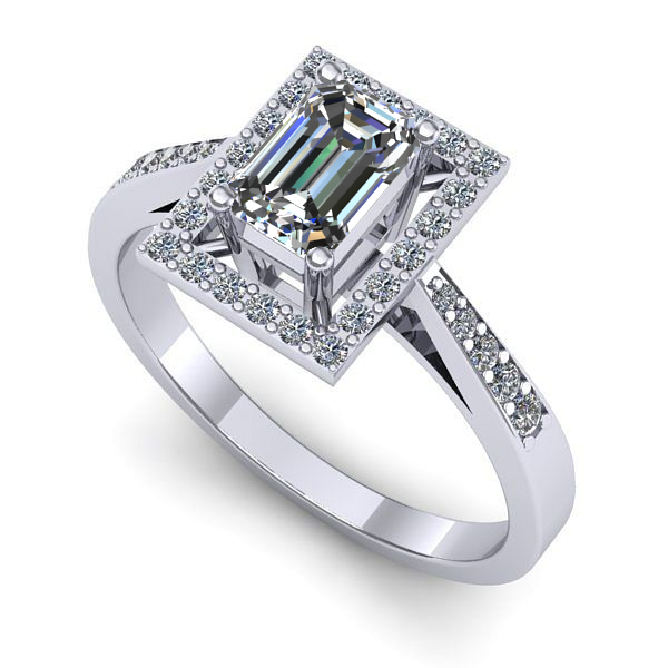 Inel logodna din aur alb cu safir alb