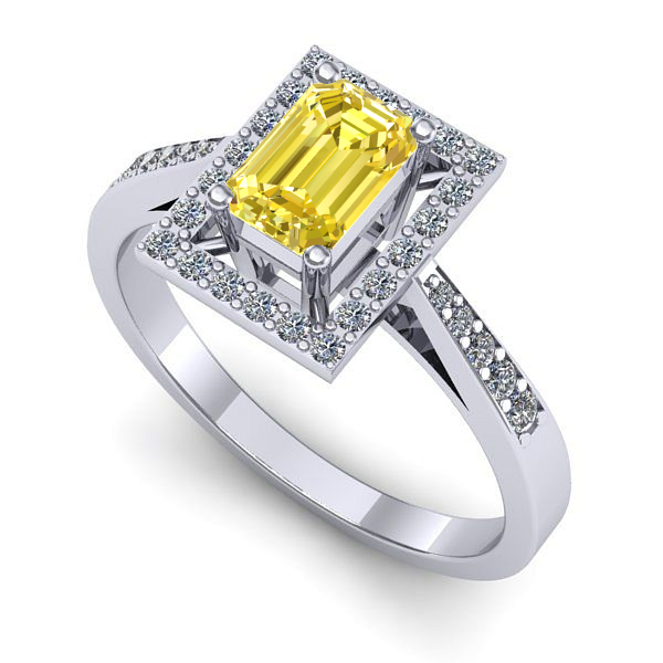 Inel din aur alb cu safir galben