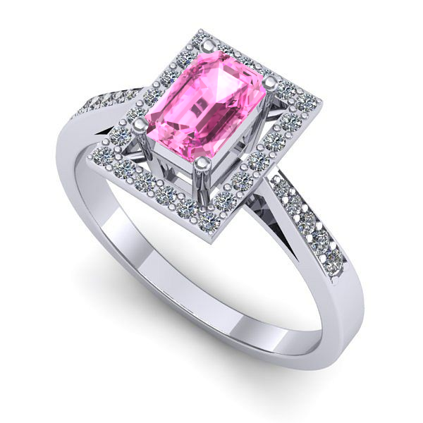 Inel din aur alb cu safir roz