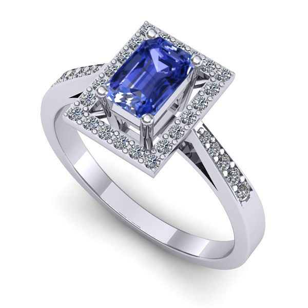 Inel de logodna din aur alb cu tanzanit