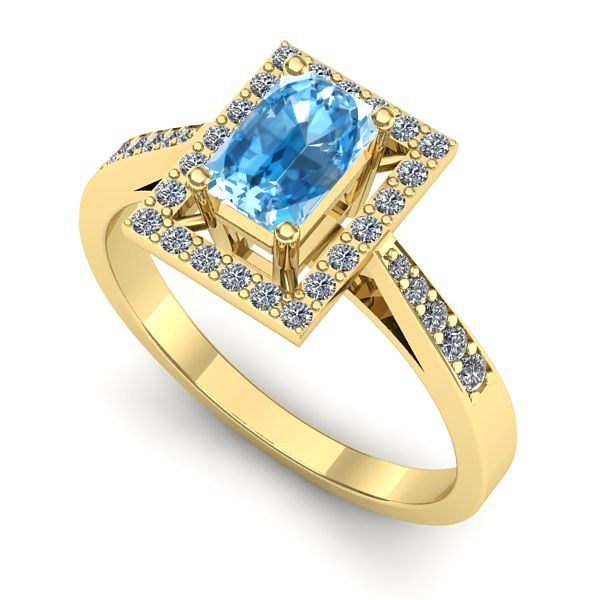 Inel din aur galben cu topaz blue
