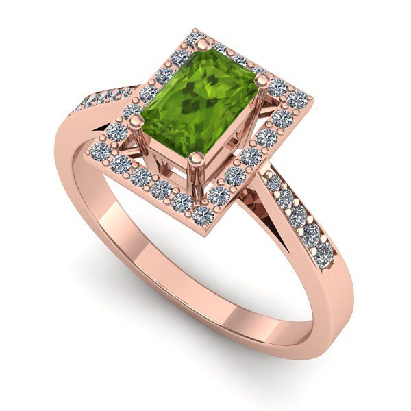 Inel din aur roz cu peridot