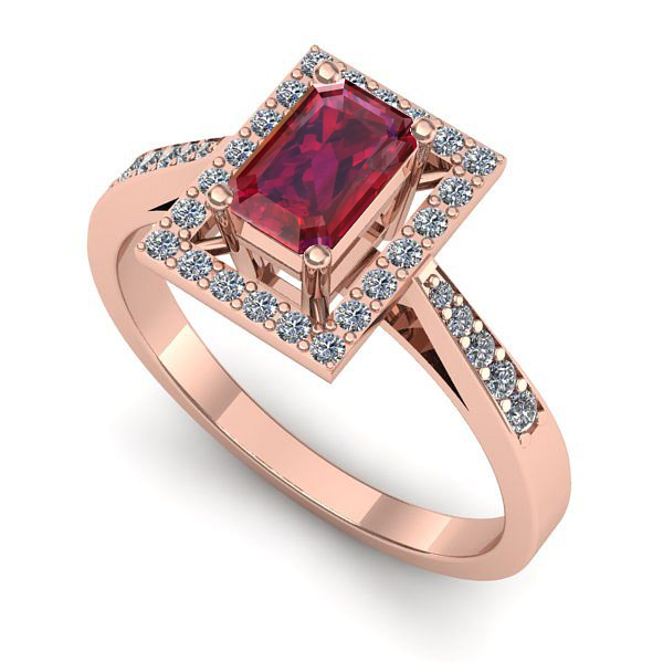 Inel logodna din aur roz cu rubin