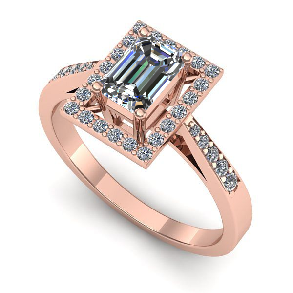 Inel logodna din aur roz cu safir alb