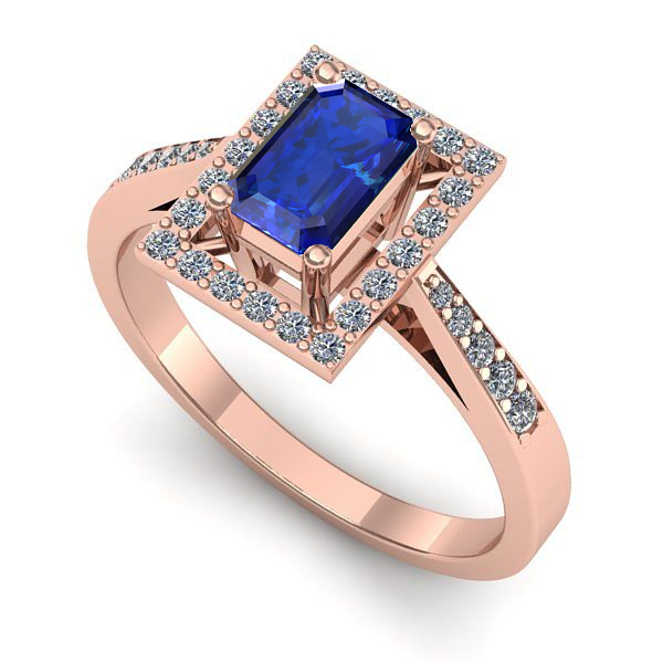 Inel logodna din aur roz cu safir