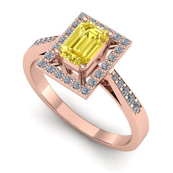 Inel de logodna din aur roz cu safir galben