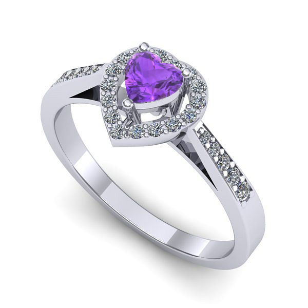 Inel din aur alb cu ametist