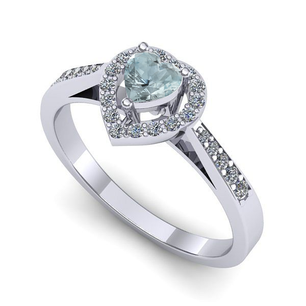 Inel din aur alb cu aquamarin