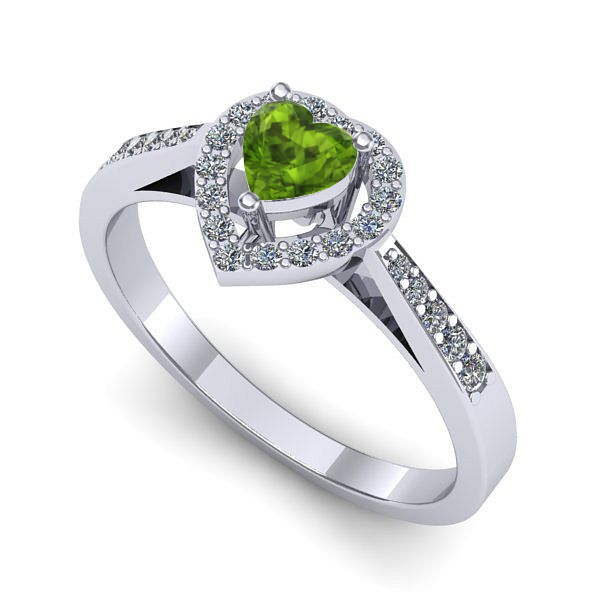 Inel logodna din aur alb cu peridot