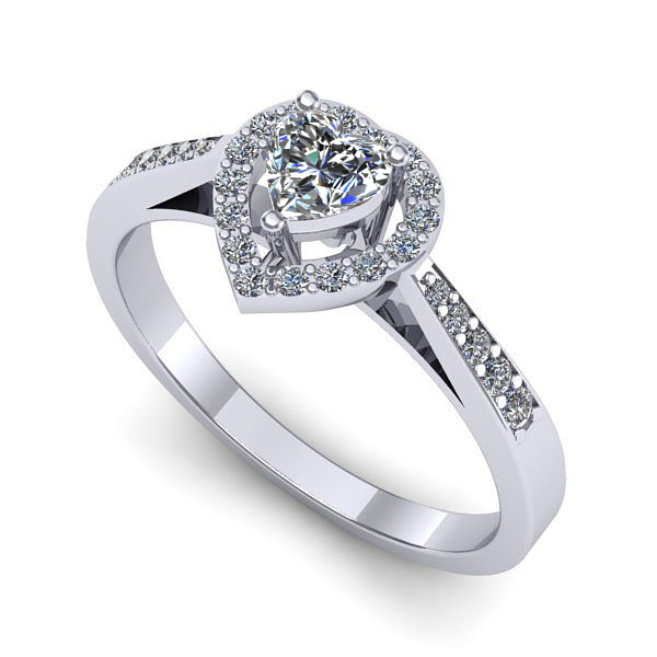 Inel logodna din aur alb cu safir alb