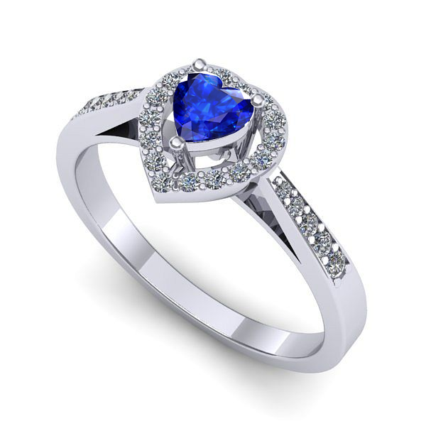 Inel de logodna din aur alb cu safir