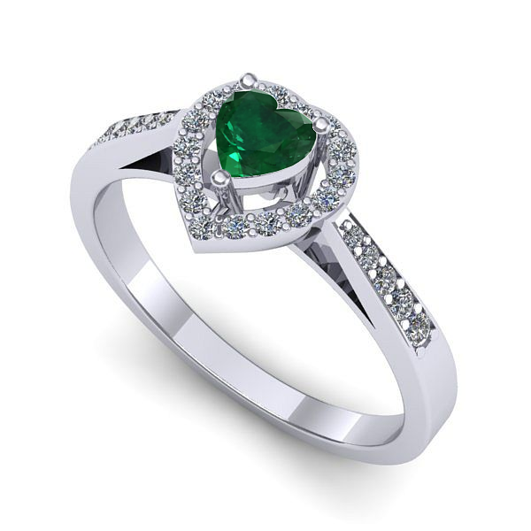 Inel din aur alb cu smarald