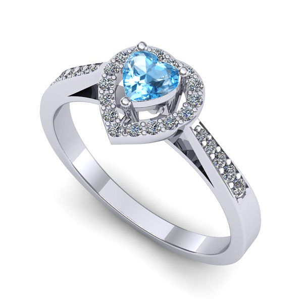 Inel din aur alb cu topaz blue