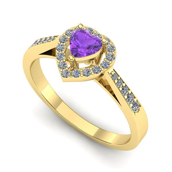 Inel de logodna din aur galben cu ametist