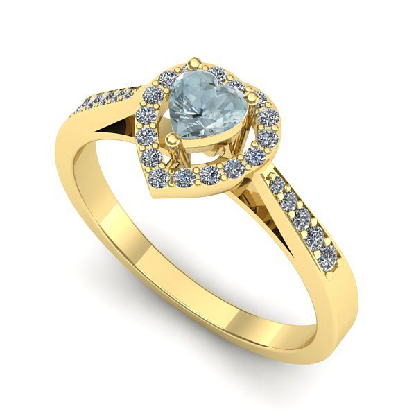 Inel logodna din aur galben cu aquamarin