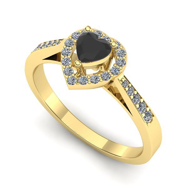 Inel de logodna din aur galben cu diamant negru