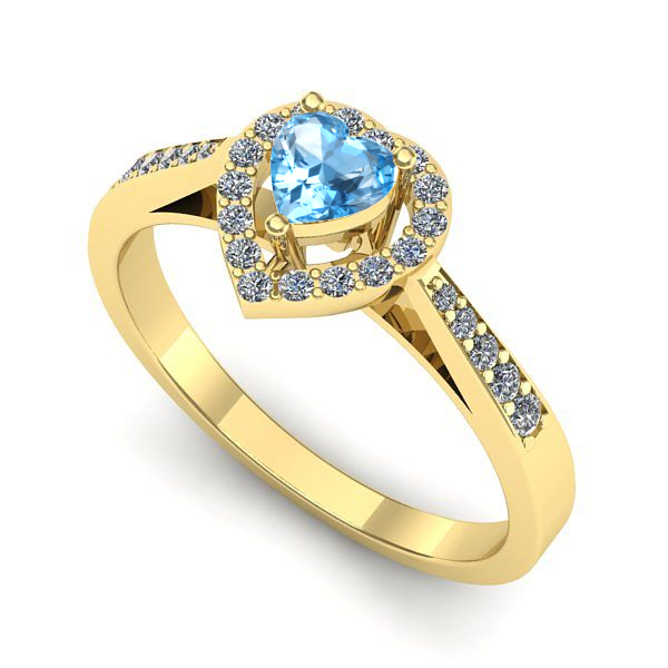 Inel de logodna din aur galben cu topaz blue