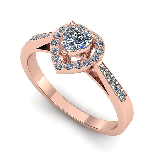 Inel de logodna din aur roz cu diamant