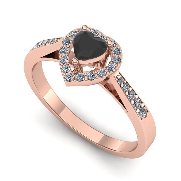 Inel logodna din aur roz cu diamant negru