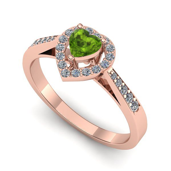 Inel logodna din aur roz cu peridot