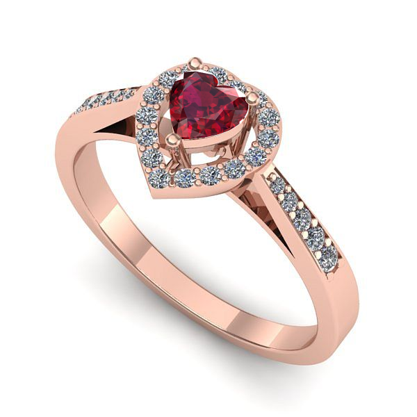 Inel logodna din aur roz cu rubin