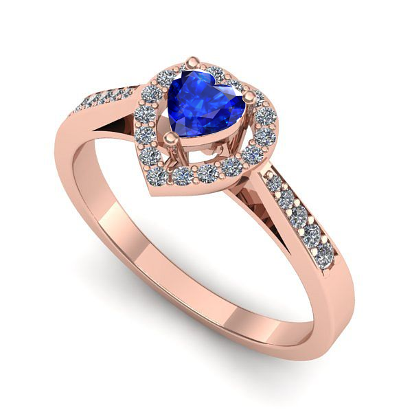 Inel din aur roz cu safir