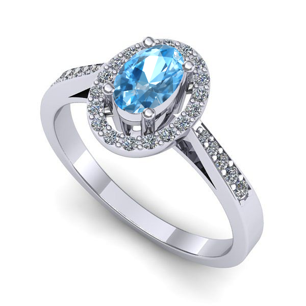 Inel din aur alb cu topaz blue