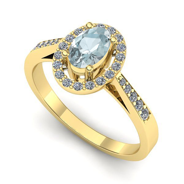 Inel din aur galben cu aquamarin