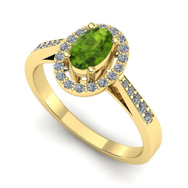 Inel din aur galben cu peridot