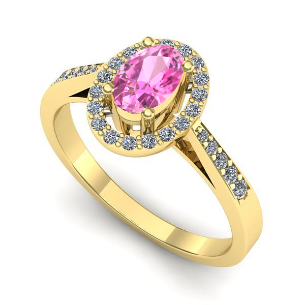 Inel din aur galben cu safir roz