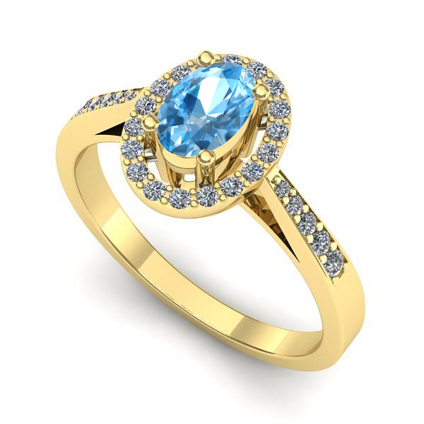 Inel din aur galben cu topaz blue