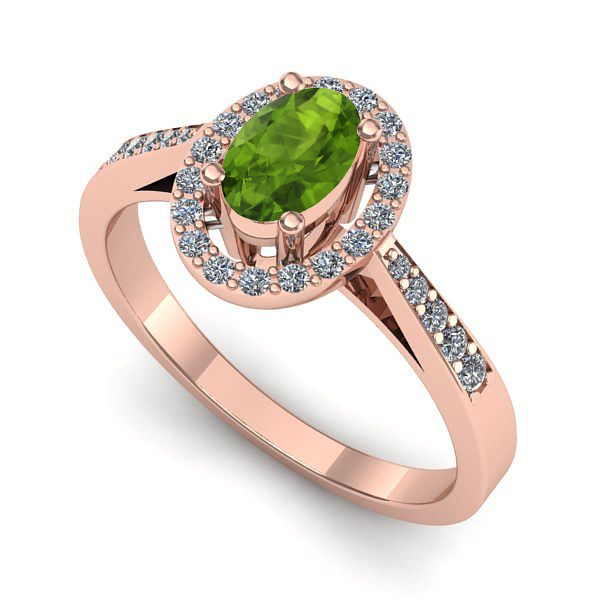 Inel din aur roz cu peridot