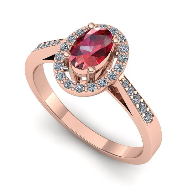 Inel de logodna din aur roz cu rubin