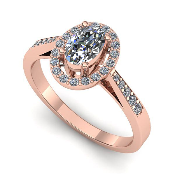 Inel din aur roz cu safir alb