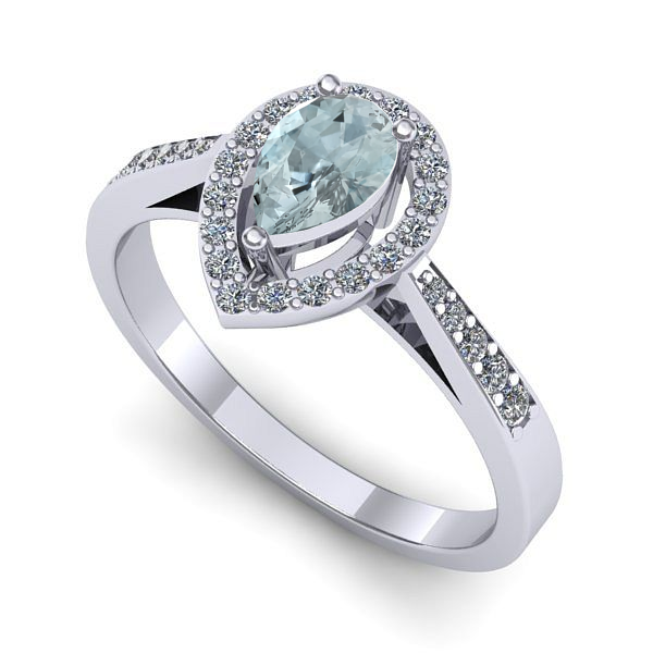 Inel de logodna din aur alb cu aquamarin