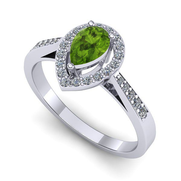 Inel de logodna din aur alb cu peridot