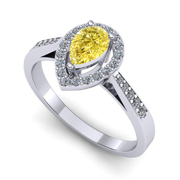 Inel din aur alb cu safir galben