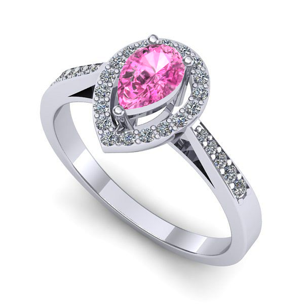 Inel din aur alb cu safir roz