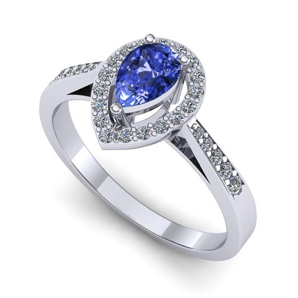 Inel logodna din aur alb cu tanzanit