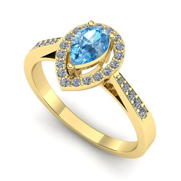 Inel din aur galben cu topaz blue