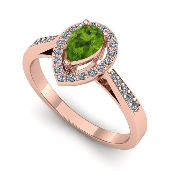 Inel de logodna din aur roz cu peridot