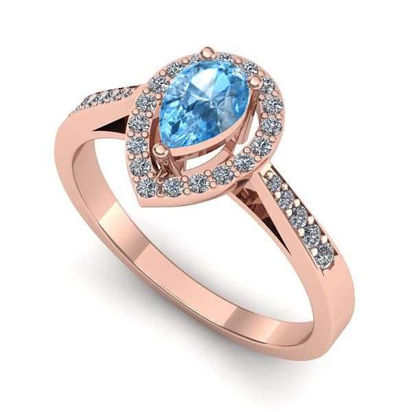 Inel din aur roz cu topaz blue