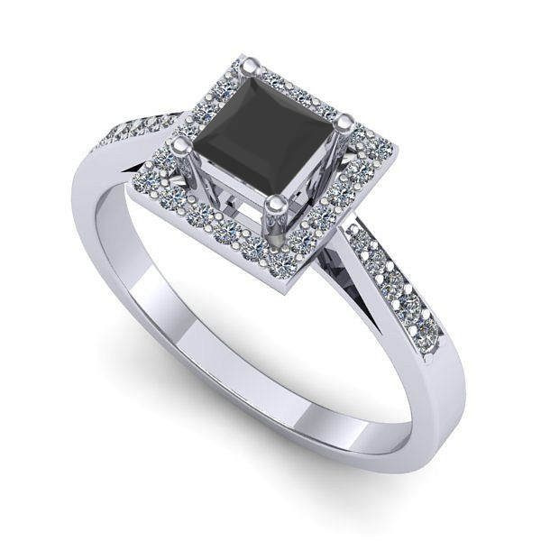 Inel logodna din aur alb cu diamant negru